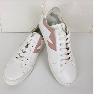 Maje Frenchy Rose Pale White Pink Leather Sneaker